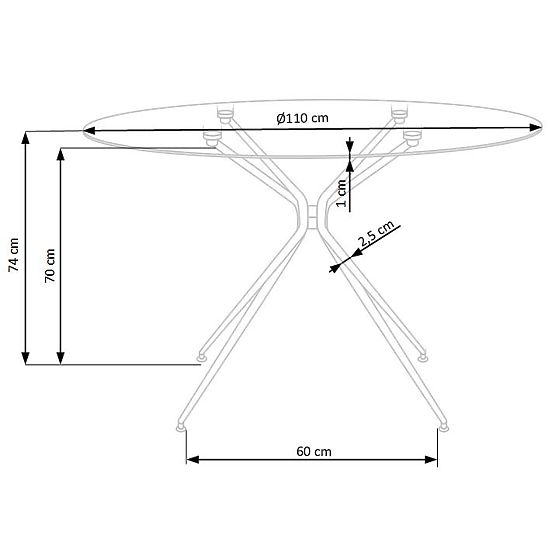 RONDO miza, plošča - brezbarvna, noge - zlate