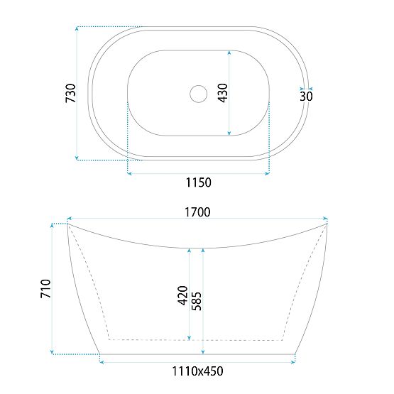Samostoječa akrilna kad ATENA 170