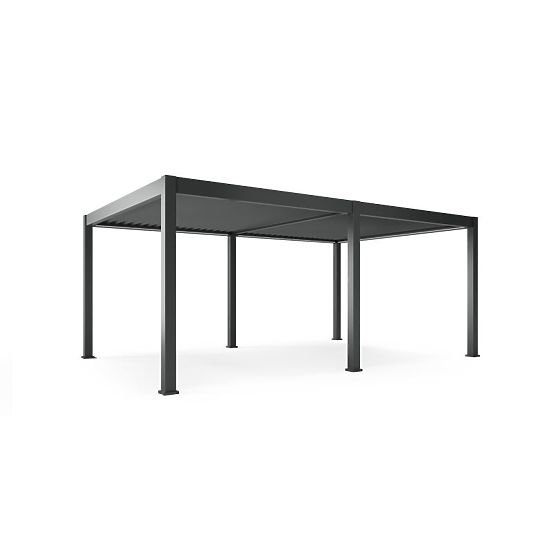 Samostoječa vrtna pergola Lumera iz aluminija, 4x6 m, bioklimatska, LED osvetlitev, električna