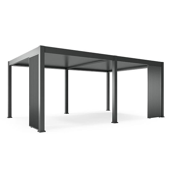 Samostoječa vrtna pergola Lumera iz aluminija, 4x6 m, bioklimatska, LED osvetlitev, električna