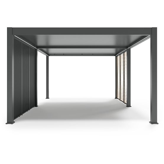Samostoječa vrtna pergola Lumera iz aluminija, 4x6 m, bioklimatska, LED osvetlitev, električna
