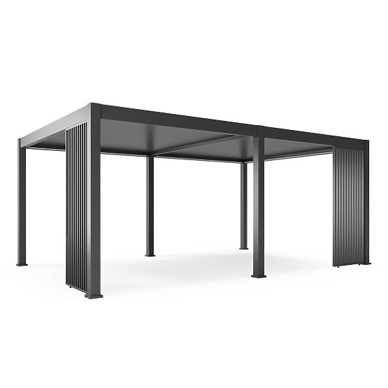 Samostoječa vrtna pergola Lumera iz aluminija, 4x6 m, bioklimatska, LED osvetlitev, električna