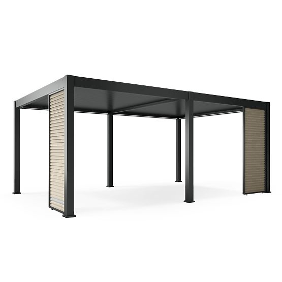 Samostoječa vrtna pergola Lumera iz aluminija, 4x6 m, bioklimatska, LED osvetlitev, električna