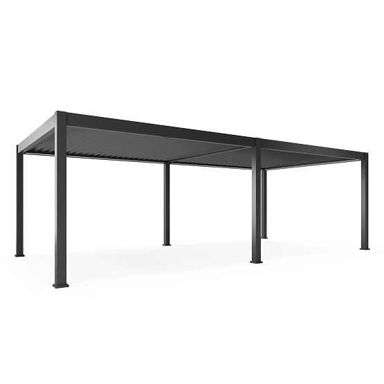 Samostoječa vrtna pergola Lumera iz aluminija, 4x8 m, bioklimatska, LED osvetlitev, električna