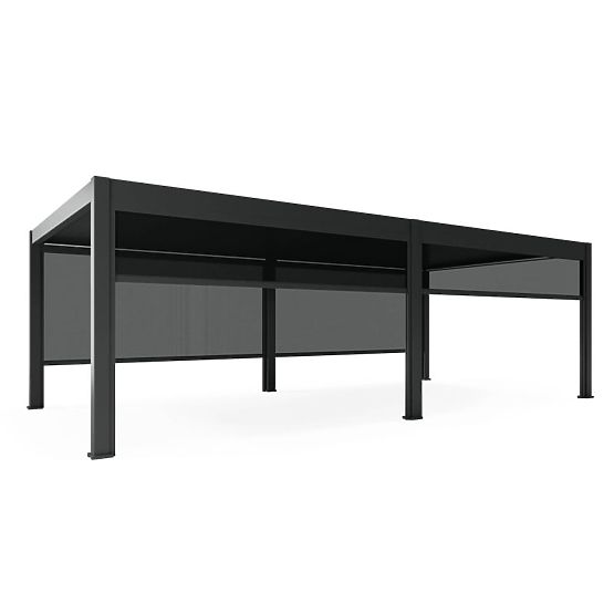 Samostoječa vrtna pergola Lumera iz aluminija, 4x8 m, bioklimatska, LED osvetlitev, električna