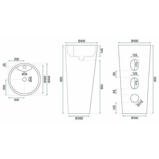 Samostoječi keramični umivalnik Blanka Natural Matt Marmor