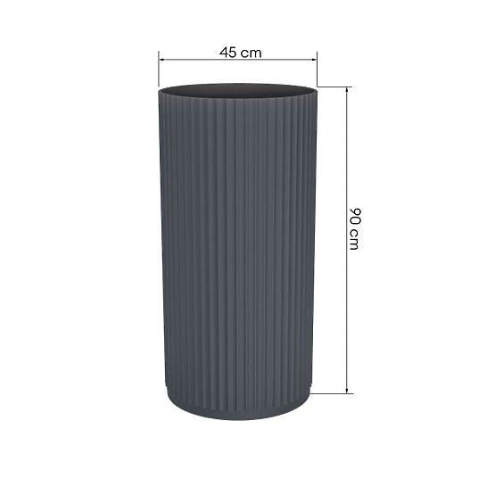 Samostoječi umivalnik Ciriola, kompozitni, 45x90 cm, temno siv, z rebrastim vzorcem