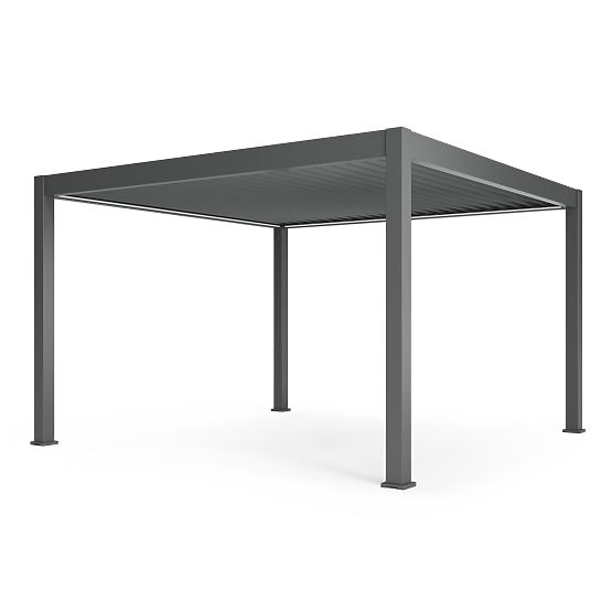 Samostojna vrtna pergola Lumera iz aluminija, 4x4 m, bioklimatska, LED osvetlitev, električna