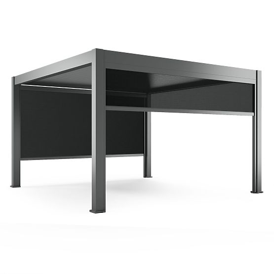 Samostojna vrtna pergola Lumera iz aluminija, 4x4 m, bioklimatska, LED osvetlitev, električna