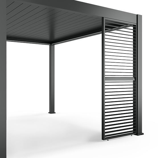 Samostojna vrtna pergola Lumera iz aluminija, 4x4 m, bioklimatska, LED osvetlitev, električna