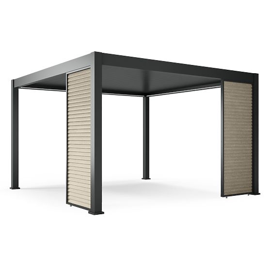 Samostojna vrtna pergola Lumera iz aluminija, 4x4 m, bioklimatska, LED osvetlitev, električna