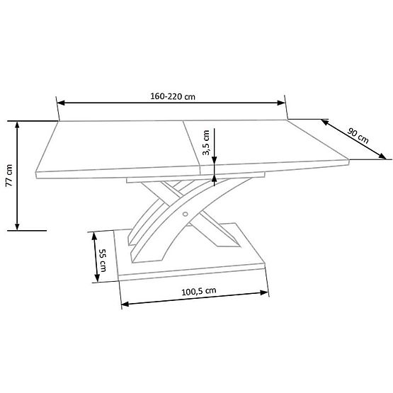 SANDOR raztegljiva miza zlati hrast (3p=1ks)
