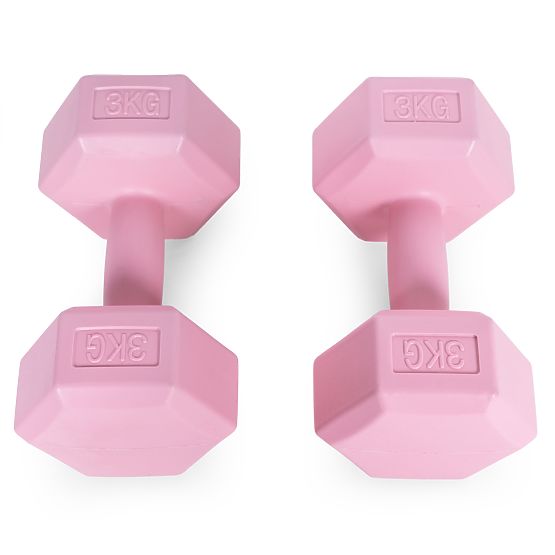 Šestkotni ročke set 2x3 kg uteži za vadbo fitnes roza ModernHome