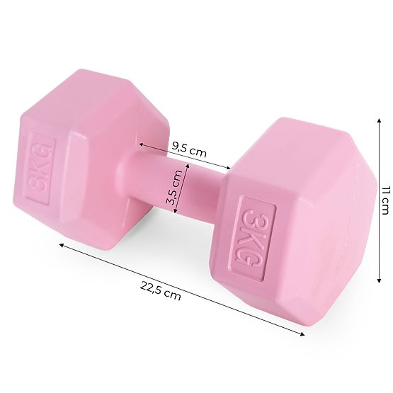 Šestkotni ročke set 2x3 kg uteži za vadbo fitnes roza ModernHome