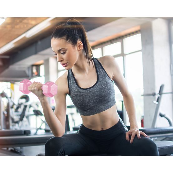 Šestkotni ročki set 2x5 kg uteži za vadbo fitnes roza ModernHome