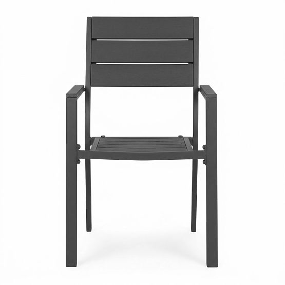Set 2 vrtnih stolov za teraso balkon jeklo HDPE sivi MultiGarden