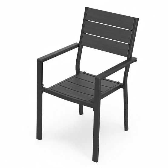 Set 2 vrtnih stolov za teraso balkon jeklo HDPE sivi MultiGarden
