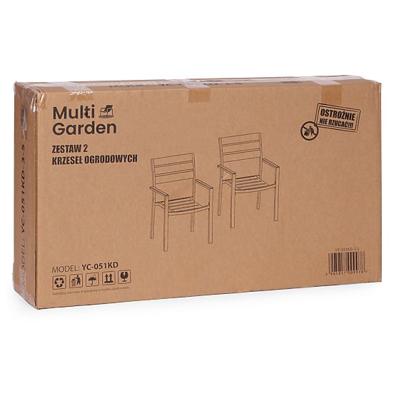 Set 2 vrtnih stolov za teraso balkon jeklo HDPE sivi MultiGarden