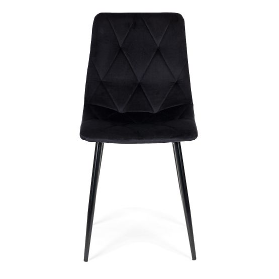 Set 4 prešitih žametnih stolov za jedilnico in dnevno sobo - črni