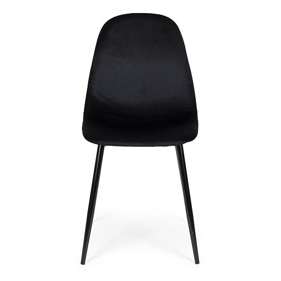 Set 4 žametnih stolov za jedilnico in dnevno sobo - črni