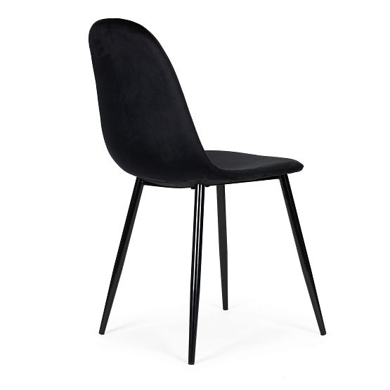 Set 4 žametnih stolov za jedilnico in dnevno sobo - črni