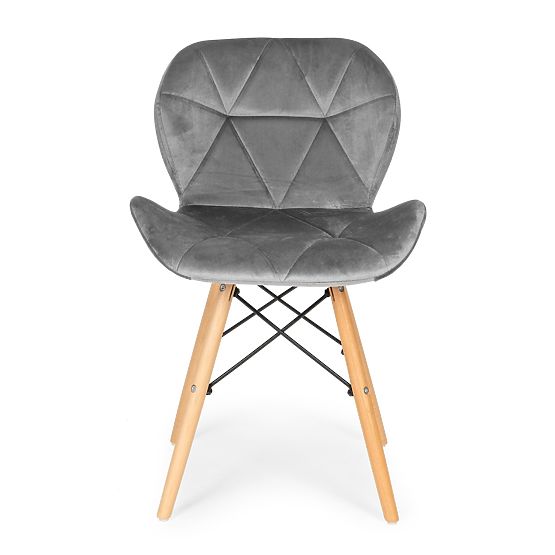 Set 4 žametnih stolov za jedilnico in dnevno sobo - sivi