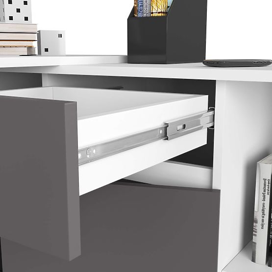 SET CLP B-17 KOMODA + PISALNA MIZA PK BELA / SIVA