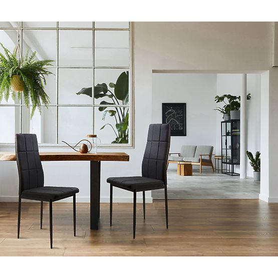 Set oblazinjenih stolov za jedilnico in dnevno sobo 4 kosi črni