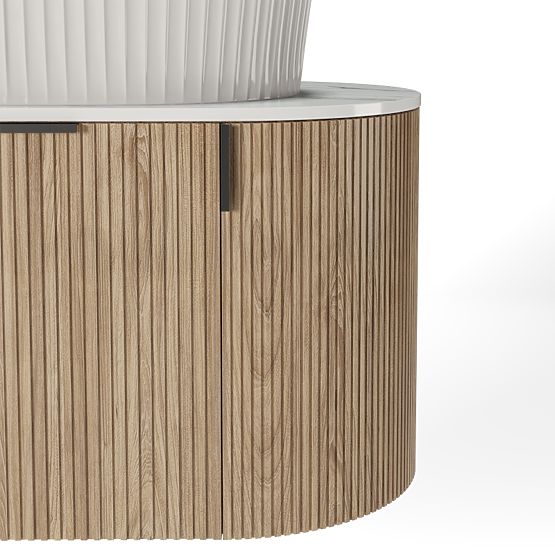 Set omarica z desko in umivalnikom La simplicite 80 cm, z utori, zaobljena, Glit White/hrast