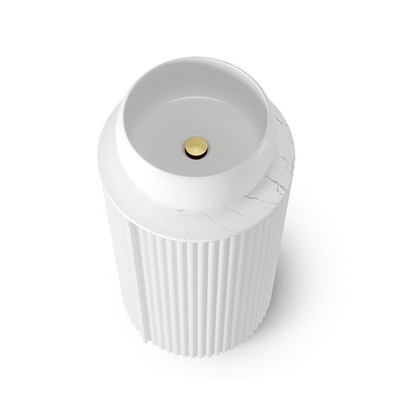 Set omarica z ploščo in umivalnikom La promessa 40 cm, rebrasta, zaobljena, bela