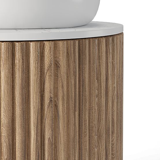 Set omarice s ploščo in umivalnikom La promessa 40 cm, rebrasta, zaobljena, hrast/bela