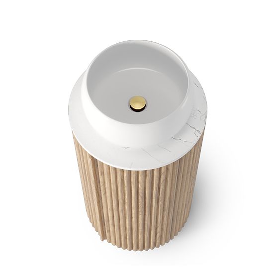 Set omarice s ploščo in umivalnikom La promessa 40 cm, rebrasta, zaobljena, hrast/bela