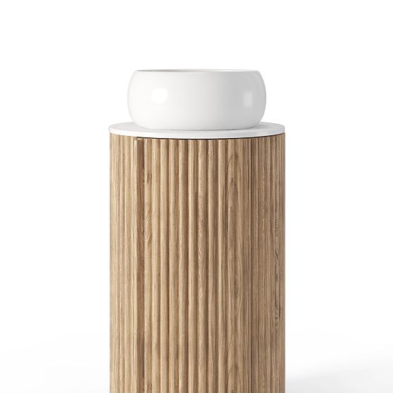 Set omarice s ploščo in umivalnikom La promessa 40 cm, rebrasta, zaobljena, hrast/bela