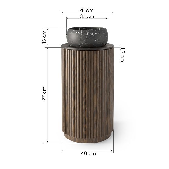 Set omarice z desko in umivalnikom La promessa 40 cm, rebrasta, zaobljena, temni oreh/črna