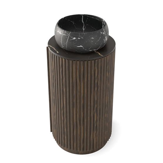 Set omarice z desko in umivalnikom La promessa 40 cm, rebrasta, zaobljena, temni oreh/črna