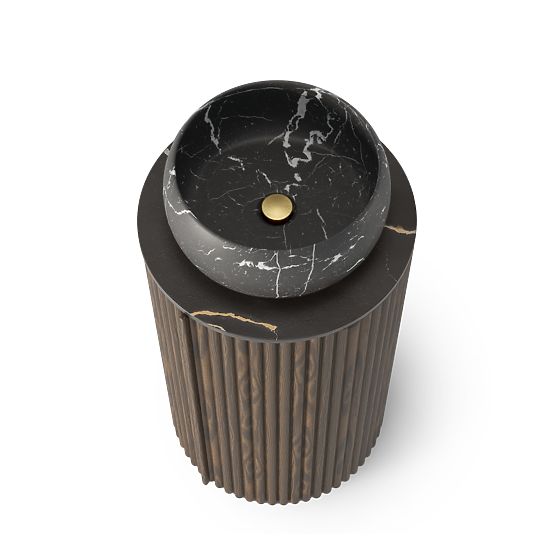 Set omarice z desko in umivalnikom La promessa 40 cm, rebrasta, zaobljena, temni oreh/črna