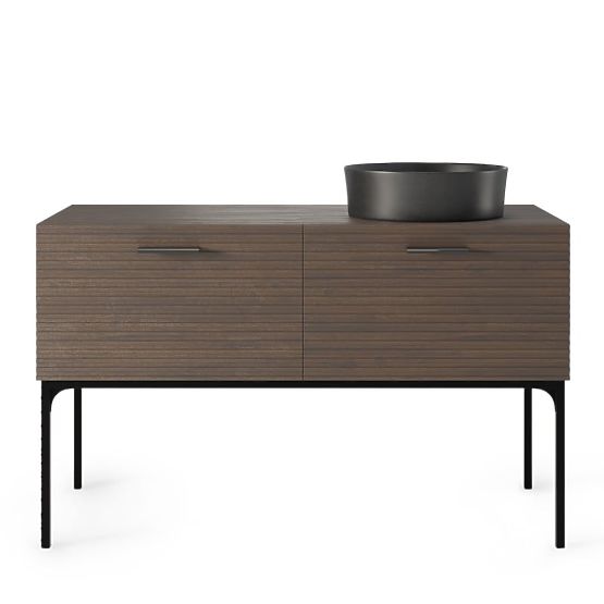 Set omarice z umivalnikom La Purete 120 cm, z utori, oreh/črna
