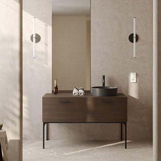 Set omarice z umivalnikom La Purete 120 cm, z utori, oreh/črna