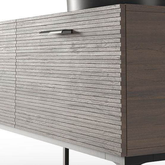 Set omarice z umivalnikom La Purete 120 cm, z utori, oreh/črna