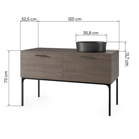 Set omarice z umivalnikom La Purete 120 cm, z utori, oreh/črna