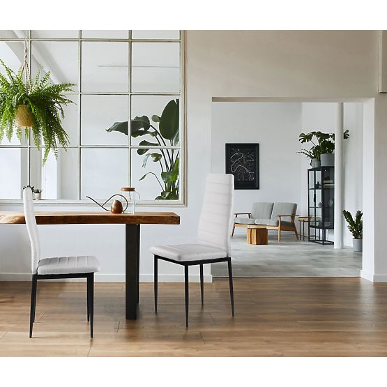 Set štirih stolov iz ekousnja z visokim naslonjalom - beli