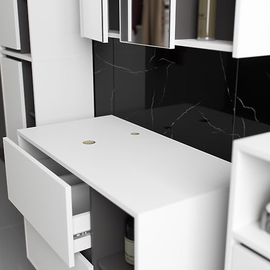 SET VISEČE KOPALNIŠKE POHIŠTVA Z ODPRTINAMI VAMI BELA / GRAFITNO SIVA