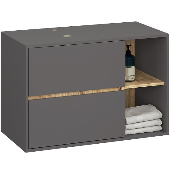 SET VISEČE KOPALNIŠKE POHIŠTVA Z ODPRTINAMI VAMI GRAFIT SIVA / DUB ARTISAN