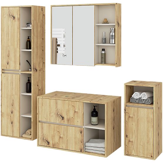 SET VISEČE KOPALNIŠKE POHIŠTVA Z ODPRTINAMI VAMI HRAST ARTISAN / KAŠMIR