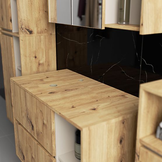 SET VISEČE KOPALNIŠKE POHIŠTVA Z ODPRTINAMI VAMI HRAST ARTISAN / KAŠMIR