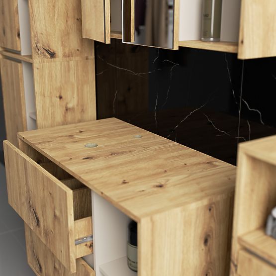 SET VISEČE KOPALNIŠKE POHIŠTVA Z ODPRTINAMI VAMI HRAST ARTISAN / KAŠMIR