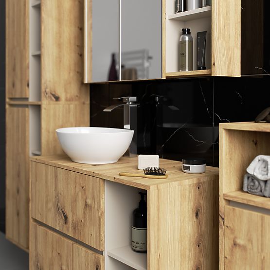 SET VISEČE KOPALNIŠKE POHIŠTVA Z ODPRTINAMI VAMI HRAST ARTISAN / KAŠMIR