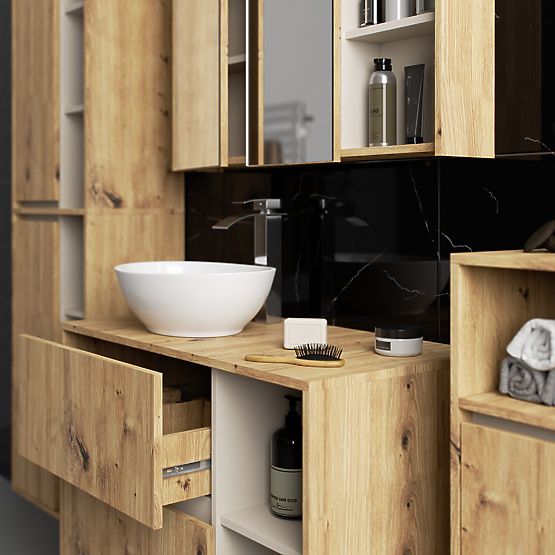 SET VISEČE KOPALNIŠKE POHIŠTVA Z ODPRTINAMI VAMI HRAST ARTISAN / KAŠMIR