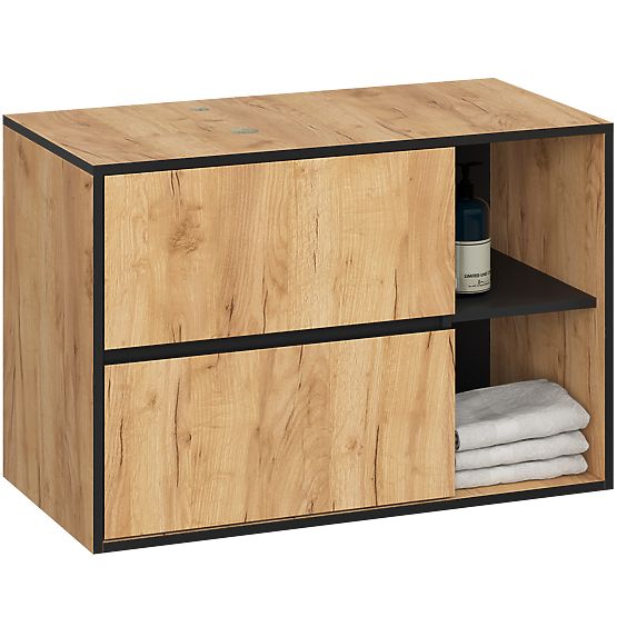 SET VISEČE KOPALNIŠKE POHIŠTVENE S OTVORI VAMI HRAST CRAFT / ČRNA