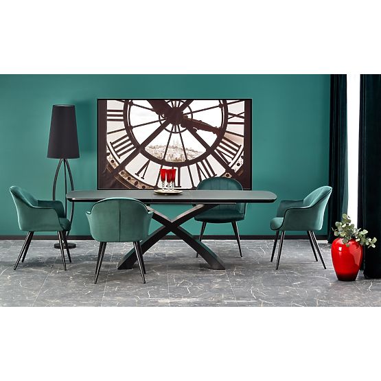 SILVESTRO raztegljiva miza plošča - temno siva, noga - črna